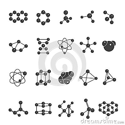 Chemistry molecular model kit, structure black icon Vector Illustration