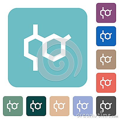 Chemistry molecule formula rounded square flat icons Vector Illustration