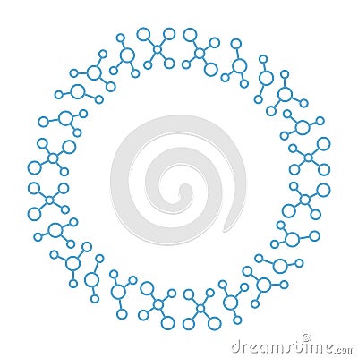 Chemistry molecules line circle frame. Background design element pattern. Editable outline stroke. Vector line. Vector Illustration