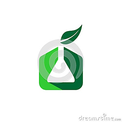 Chemistry organic with chemical and leaf symbol logo icon. Vector Illustration