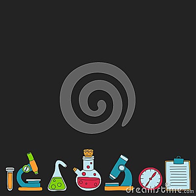 Chemistry Pharmacology Natural sciences Vector doodle set Vector Illustration