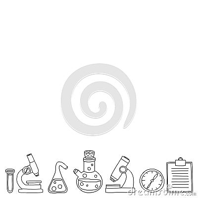 Chemistry Pharmacology Natural sciences Vector doodle set Vector Illustration