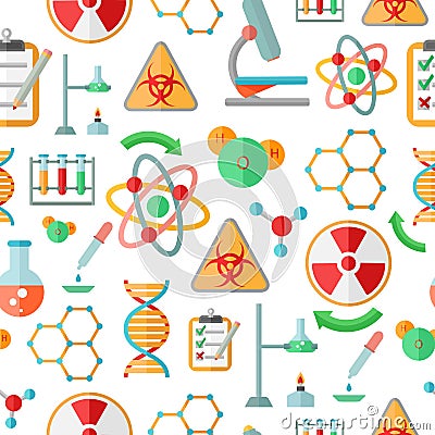 Chemistry research seamless pattern Vector Illustration