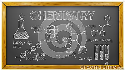 Chemistry, Science, Chemical Elements, Blackboard Vector Illustration