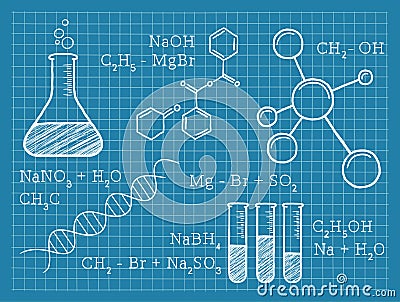 Chemistry, Science, Chemical Elements Vector Illustration