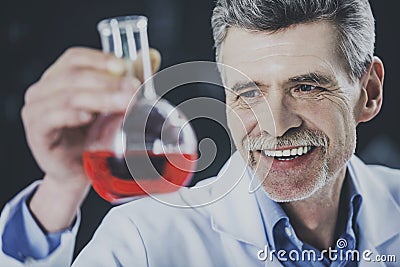 Chemistry or science concept. Senior chemistry professor working in laboratory Stock Photo