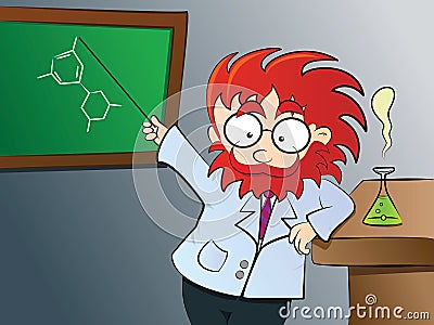 Chemistry teacher in class Stock Photo