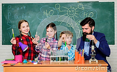 Chemistry themed club. Group interaction and communication. Interests and topic club. Share interests hobbies talents Stock Photo