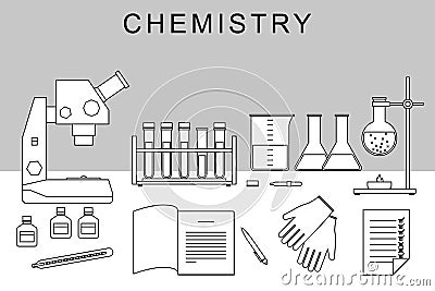 Chemistry thin banner. Vector Illustration