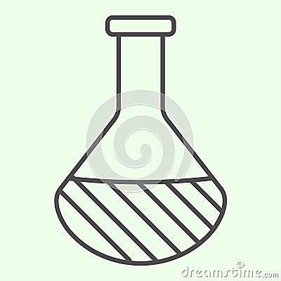 Chemistry thin line icon. Laboratory flask glass with liquid outline style pictogram on white background. Science and Vector Illustration