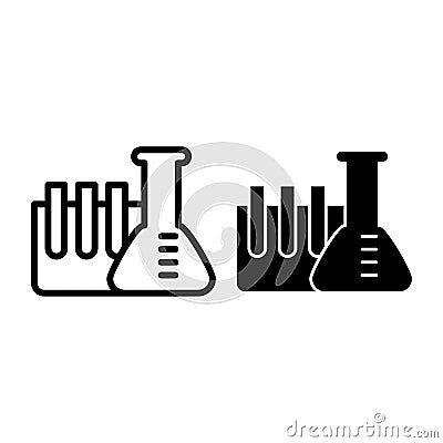 Chemistry tubes line and glyph icon. Flask with ampoule vector illustration isolated on white. Glass outline style Vector Illustration