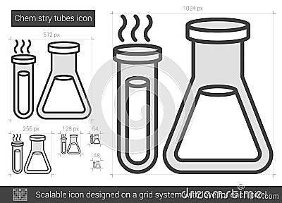 Chemistry tubes line icon. Vector Illustration