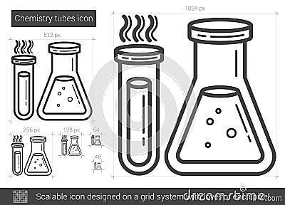 Chemistry tubes line icon. Vector Illustration