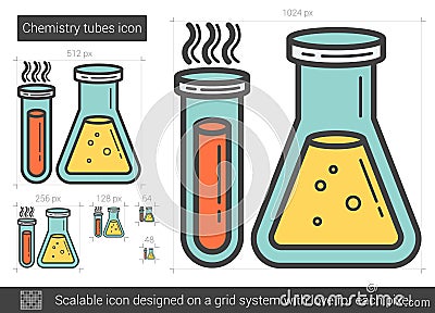 Chemistry tubes line icon. Vector Illustration