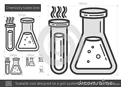 Chemistry tubes line icon. Vector Illustration