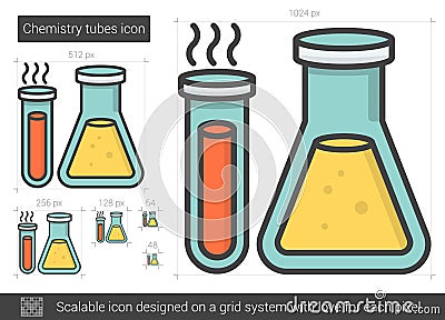 Chemistry tubes line icon. Vector Illustration