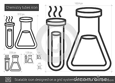 Chemistry tubes line icon. Vector Illustration