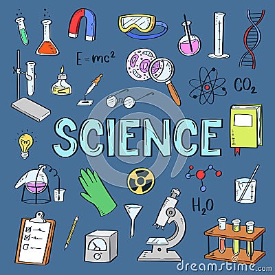 Chemistry vector chemical science or pharmacy research in school laboratory for technology or experiment in laboratory Vector Illustration