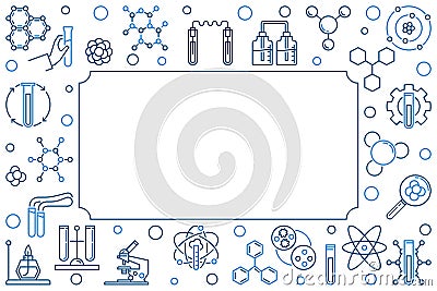 Chemistry vector creative background with chemical line icons Vector Illustration