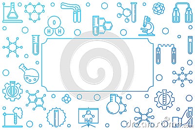 Chemistry vector outline blue frame on white background Vector Illustration