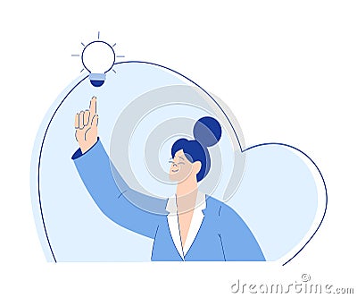 Chemistry with Woman Scientist Character with Lightbulb Have Idea Vector Illustration Vector Illustration