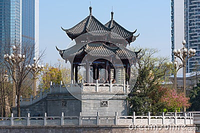 Chinese people chating in a pavilion Editorial Stock Photo