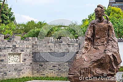 Dufu chinese poet statue in HuanHuaXi public park Editorial Stock Photo