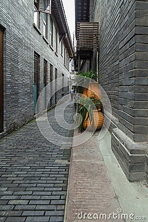 Chengdu width alley street view Stock Photo