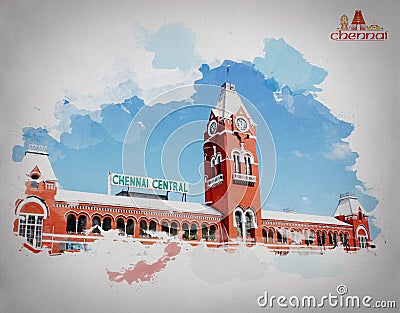 CHENNAI CENTRAL RAILWAY STATION CHENNAI TOURIST PLACE Stock Photo