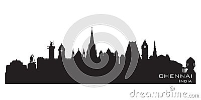 Chennai India city skyline vector silhouette Vector Illustration