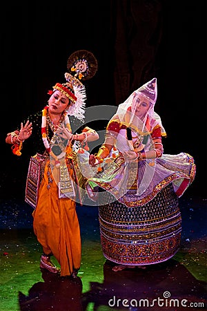 CHENNAI, INDIA - DECEMBER 12: Indian classical dance Manipuri pr Editorial Stock Photo