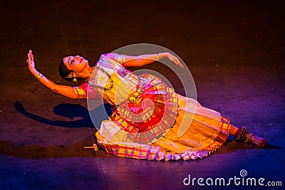 Mohiniyattam (Mohiniattam) indian classiacal dance Editorial Stock Photo