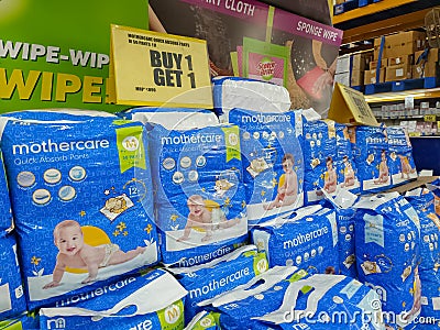 Chennai, India - February 10th 2022: Baby Care Pamper and Diapers Products buy one get one offer on Walmart Shop. Baby Pamper and Editorial Stock Photo