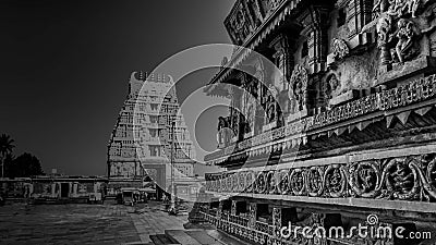 The Chennakeshava Temple, Belur Karnataka in Black and White Stock Photo