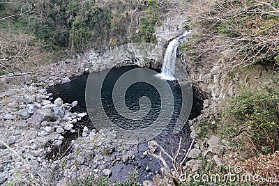 Cheonjiyeon Waterfall in Jeju Island Stock Photo