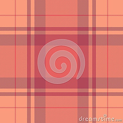 Chequered vector tartan fabric, pop seamless texture pattern. Various check textile plaid background in red color Vector Illustration