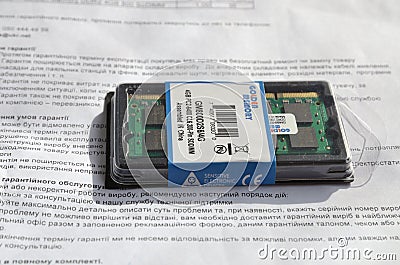 4GB DDR2 Digital Memory Module in Packaging Horizontal view Editorial Stock Photo