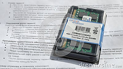 4GB DDR2 Digital Memory Module in Packaging with Sticker at Warranty Editorial Stock Photo
