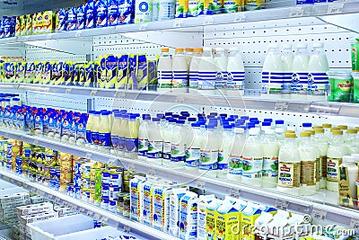 Shop of dairy products Editorial Stock Photo