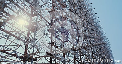 Chernobyl 2, an antenna for tracking intercontinental missiles, an abandoned secret military facility. A giant wall of Stock Photo
