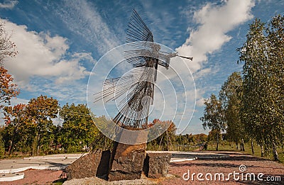 Chernobyl memorial sculpture iron angel Editorial Stock Photo