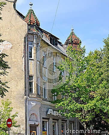 CHERNYAKHOVSK, RUSSIA.The building of the general city hospital fund 1909. Kaliningrad region Editorial Stock Photo