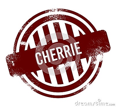 Cherrie - red round grunge button, stamp Stock Photo