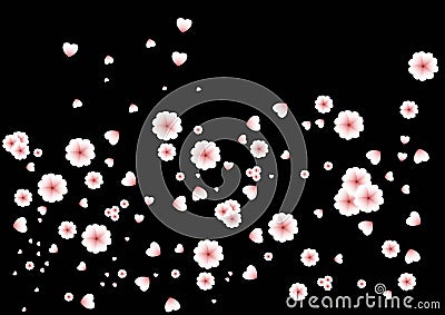 Cherrie tree's flowers and petals Vector Illustration