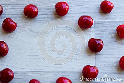 Cherries in a circle - copy space, background Stock Photo