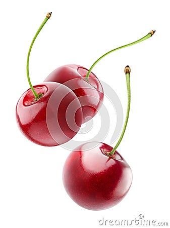 cherries flying in the air Stock Photo