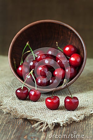 Cherries fresh organic vegetarian superfoods in Stock Photo