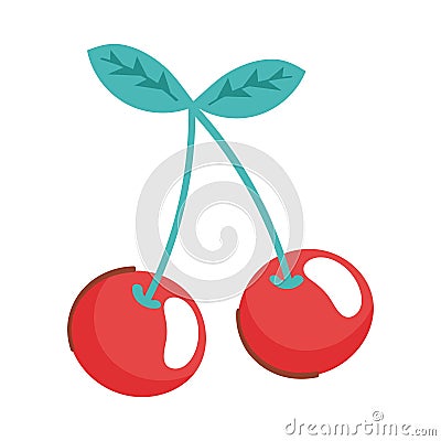 cherries fruits retro style Vector Illustration