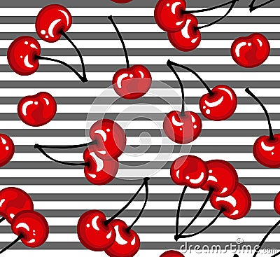 Cherries Pattern Vector Illustration