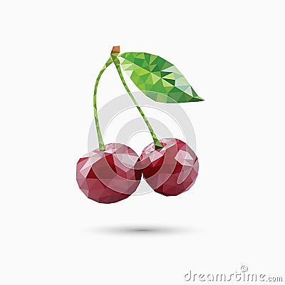 Cherries in polygonal style. Vector illustration Vector Illustration